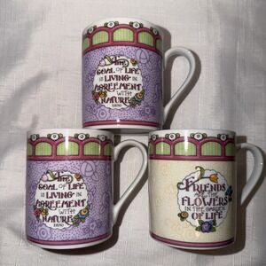At Home With Mary Engelbreit Coffee Mugs Set Of 3 Vintage 2001 Enesco Garden